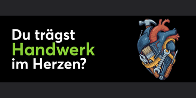 Frage: Du trägst Handwerk im Herzen? Mit einem Herz bestehend aus verschiedenen Werkzeugen.